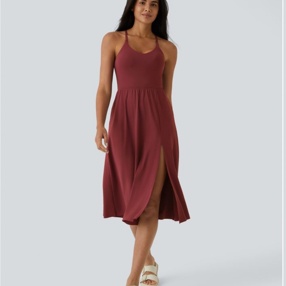Halara Elegant Madder Brown Midi Dress
